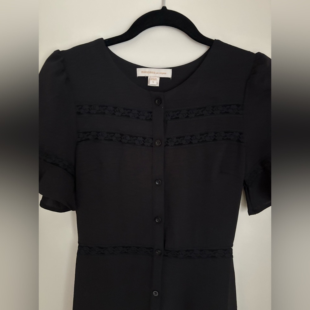 Black Ruffle Sleeve NWOT Midi Dress Coquette Fairycore Cottagecore Euro Summer - Picture 2 of 6